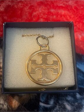 Tory Burch Gold Circular Logo Pendant Necklace or Purse Hangtag